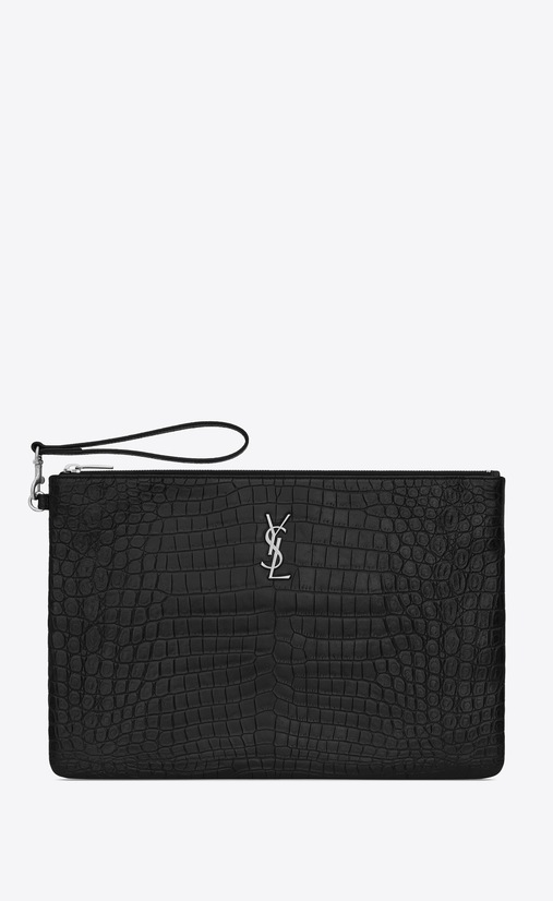 MONOGRAM Porte-documents en cuir embossé crocodile